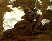 Theodore   Gericault nymphe et satyre oil painting reproduction